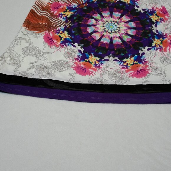 Smash Womens Boho Floral Print Elastic Waist Skirt Purple Black Trim Size M - Picture 2 of 11